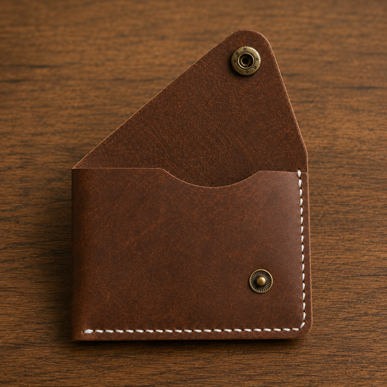 Brown Minimalist Leather Card Holder