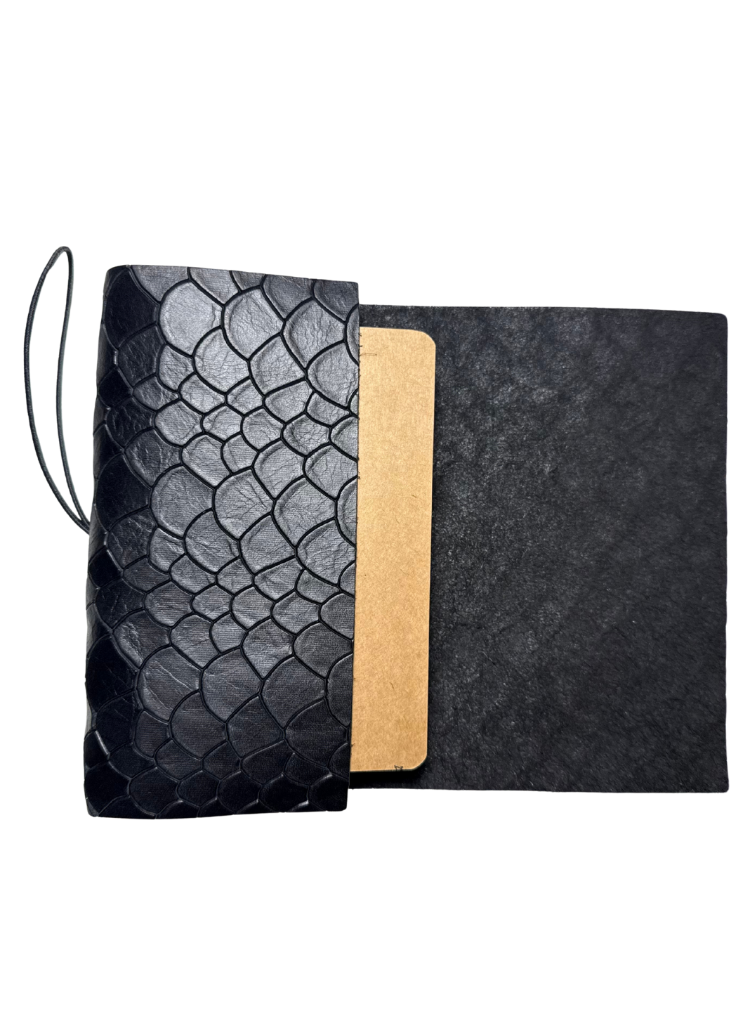 A6 Trifold Leather Journal – Black Scale
