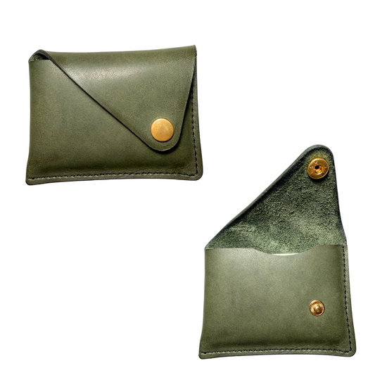 Minimalist Leather Card Holder – Olive Green -