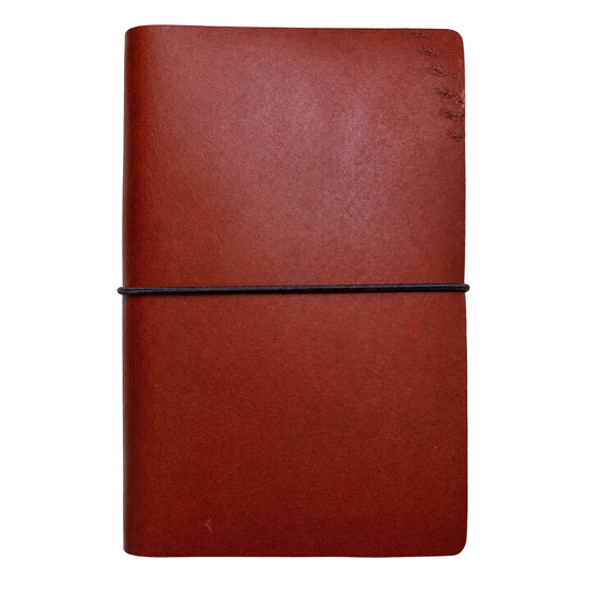 One-of-a-Kind A6 Bi-Fold Leather Journal – Dark Red