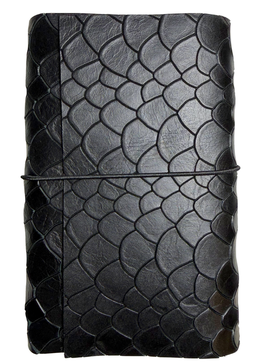 A6 Trifold Leather Journal – Black Scale