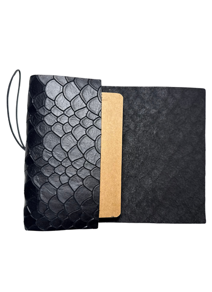 A6 Trifold Leather Journal – Black Scale