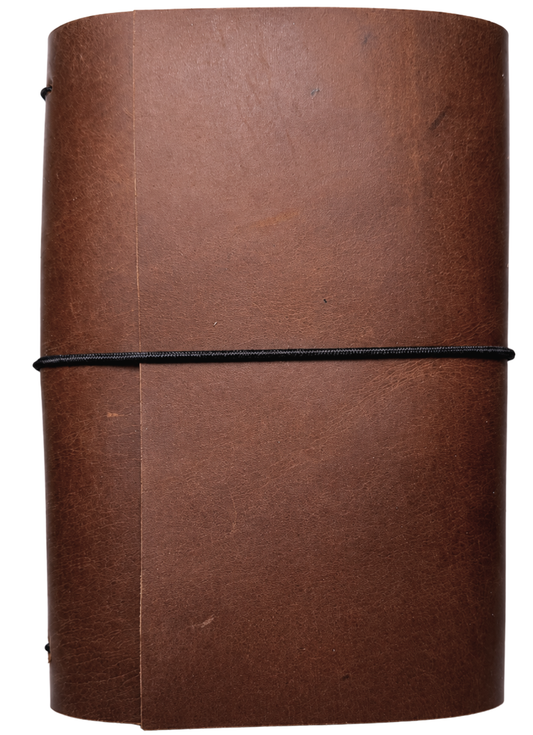 A6 Bi-Fold Leather Journal – Brown - (Has imperfections - See Description)