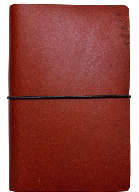 One-of-a-Kind A6 Bi-Fold Leather Journal – Dark Red