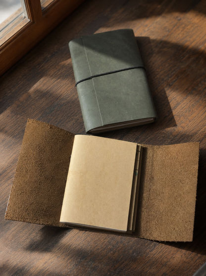 A6 Full-Grain Leather Journal with 3 Notebooks