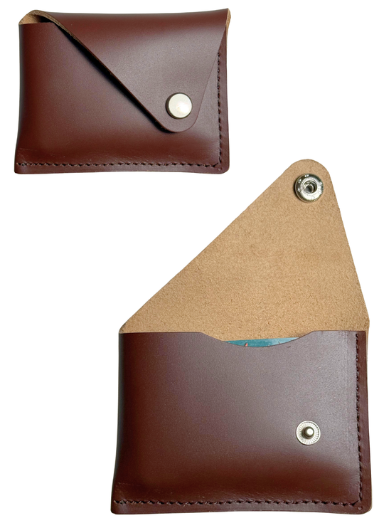 Minimalist Leather Card Holder – Glossy Brown