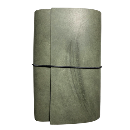 One-of-a-Kind A6 Tri-Fold Leather Journal – Olive Green