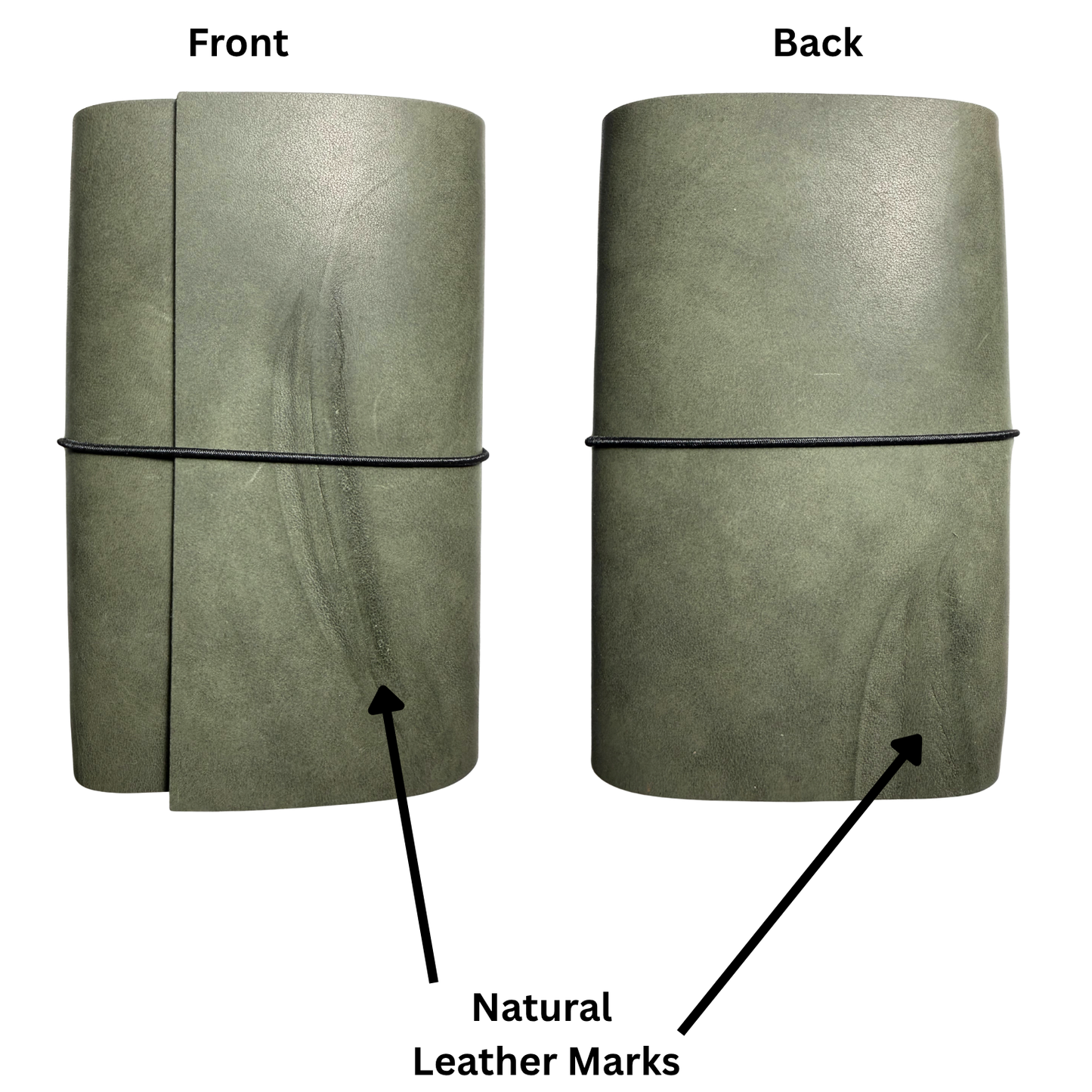 One-of-a-Kind A6 Tri-Fold Leather Journal – Olive Green