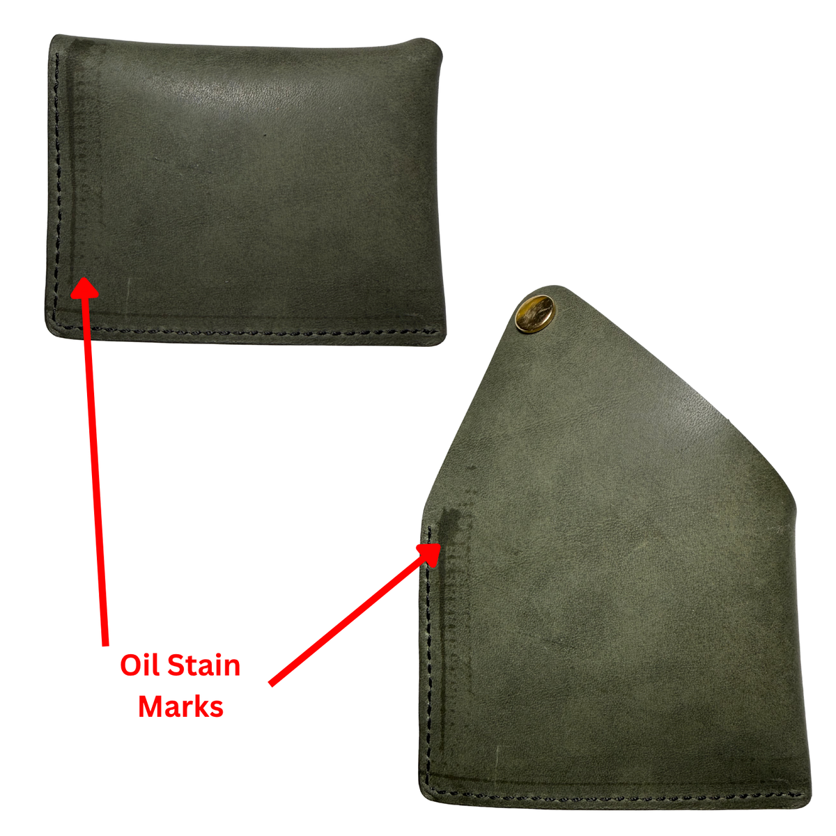Minimalist Leather Card Holder – Olive Green - (See Description)