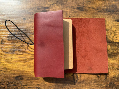 A6 Trifold Leather Journal – Dark Red