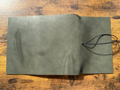 One-of-a-Kind A6 Tri-Fold Leather Journal – Olive Green