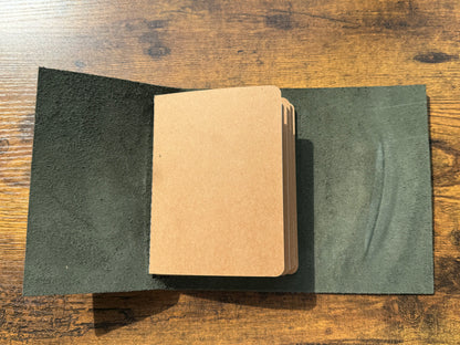 One-of-a-Kind A6 Tri-Fold Leather Journal – Olive Green