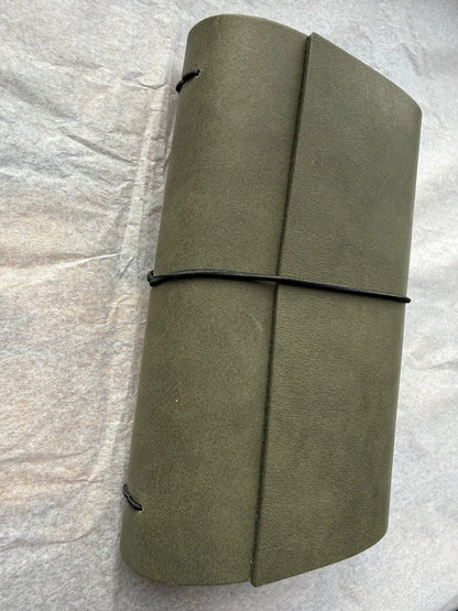 A6 Trifold Leather Journal – Olive Green