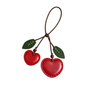 Leather Cherry Bag Charm / Pendant – Red & Green