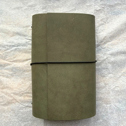 A6 Trifold Leather Journal – Olive Green
