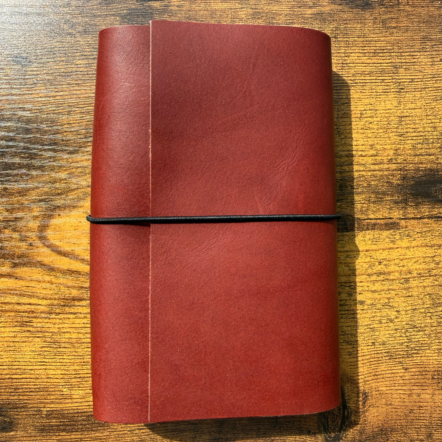 A6 Trifold Leather Journal – Dark Red