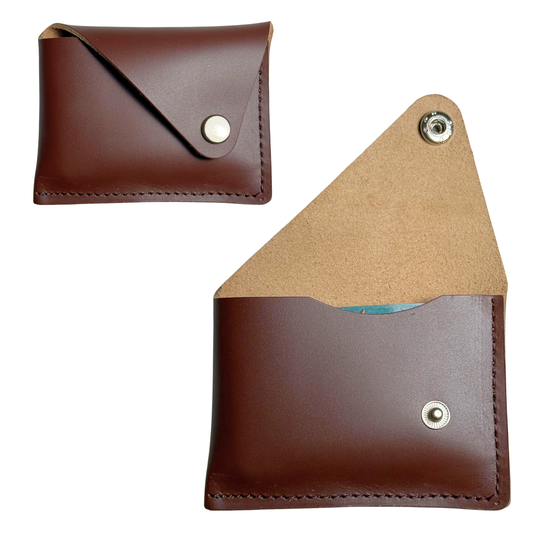 Minimalist Leather Card Holder – Glossy Brown