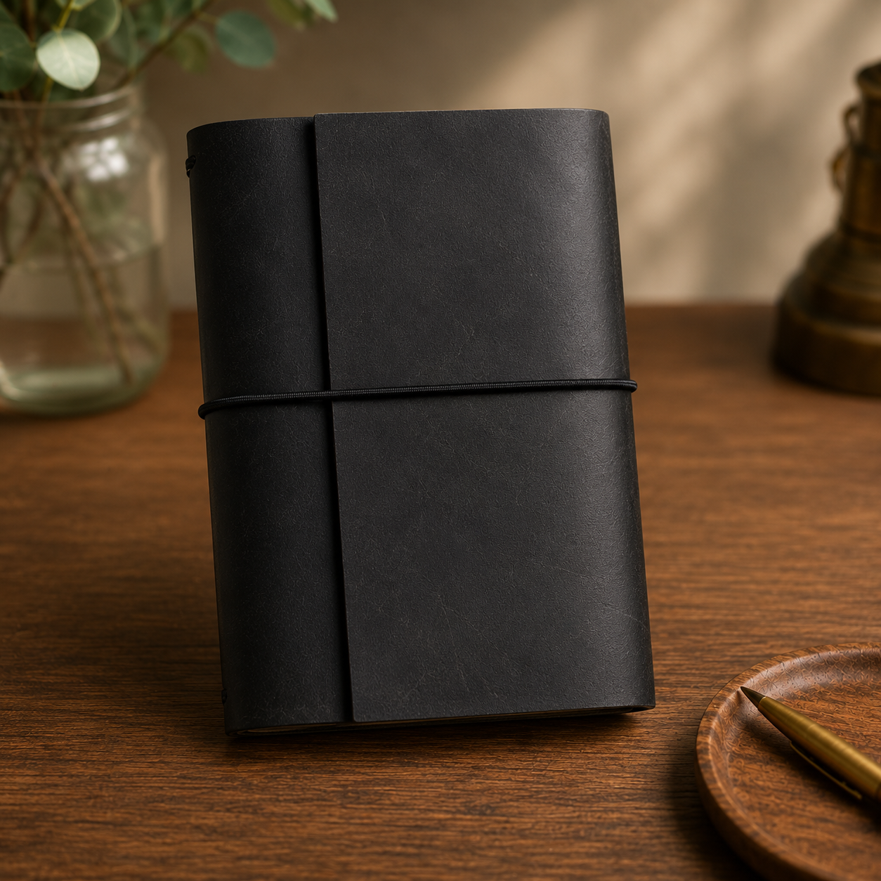 Black A6 Trifold Refillable Leather Journal