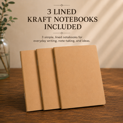 A6 Full-Grain Leather Journal with 3 Notebooks