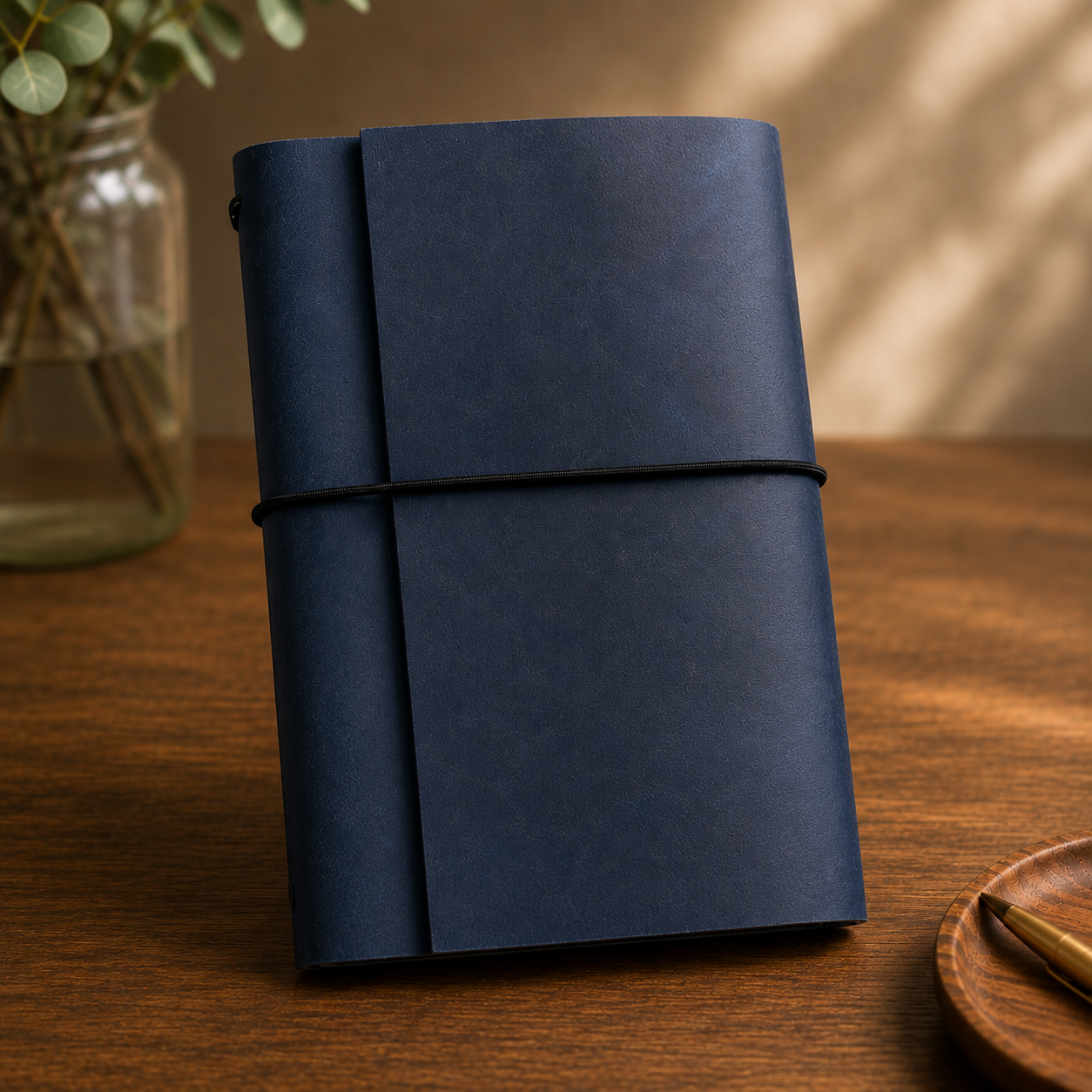 Blue A6 Trifold Refillable Leather Journal